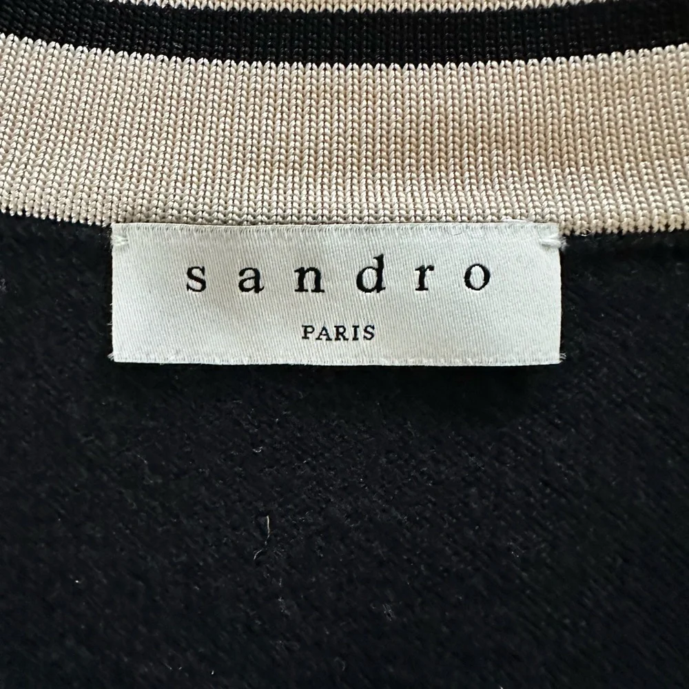 Sandro Colle Striped Neck Wool & Cashmere Sweater - Picture 7 of 12